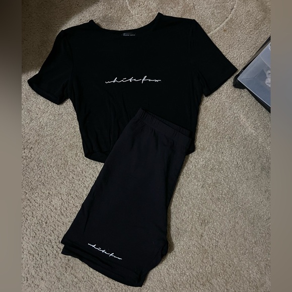 2 piece White Fox black shorts and crop top set! Size large - Picture 1 of 8